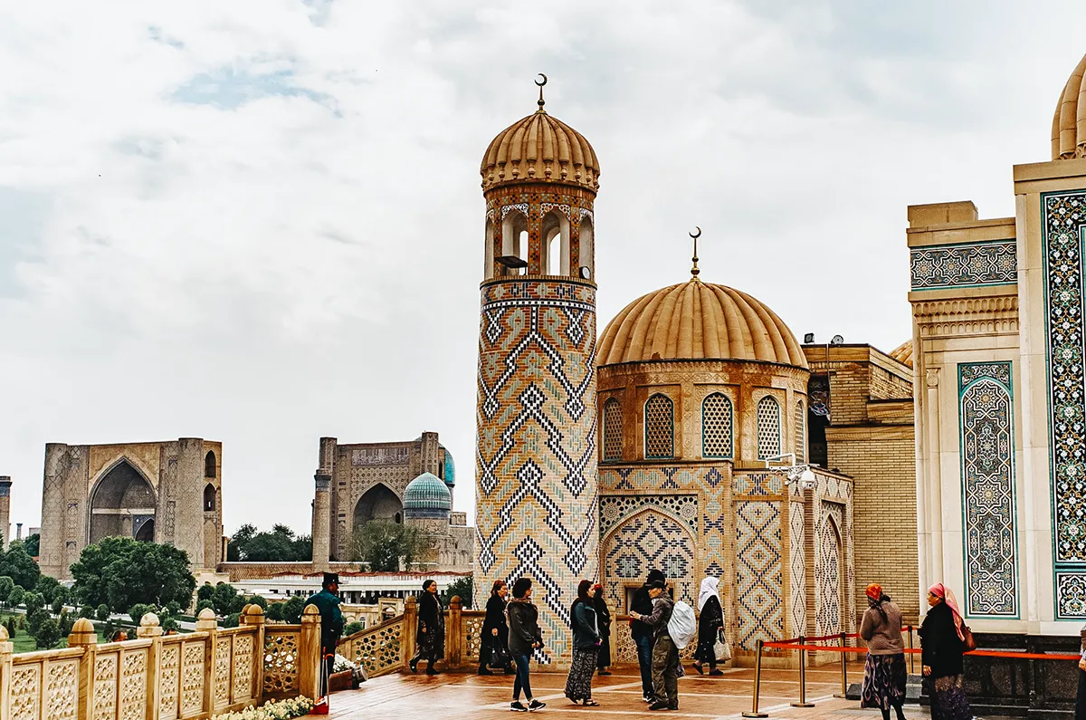 View from Hazrat Khizr Mosque in Samarkand overlooking Bibi-Khanym Mosque